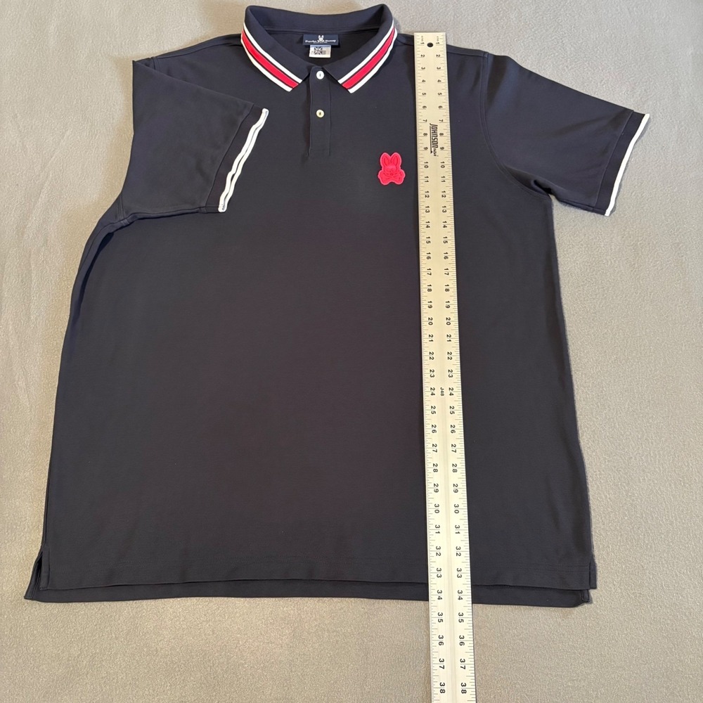 Psycho Bunny Polo Shirt Mens XLT Navy Blue Tipped Collar Pima Cotton B9K400R1PC - Picture 2 of 10